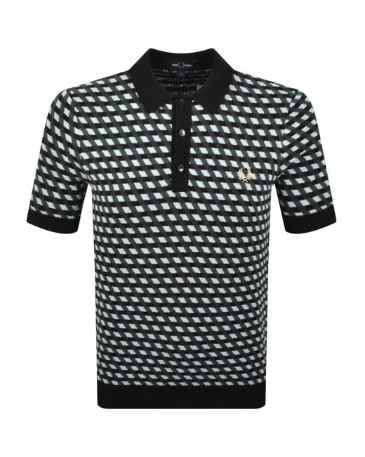 Fred Perry Black Knit Polo Shirt for men