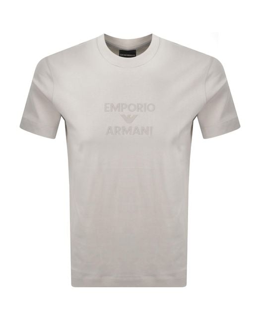 Armani Gray Emporio Short Sleeve Logo T Shirt for men