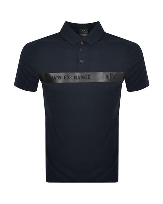 Armani Exchange Logo Polo T Shirt in Blue for Men | Lyst