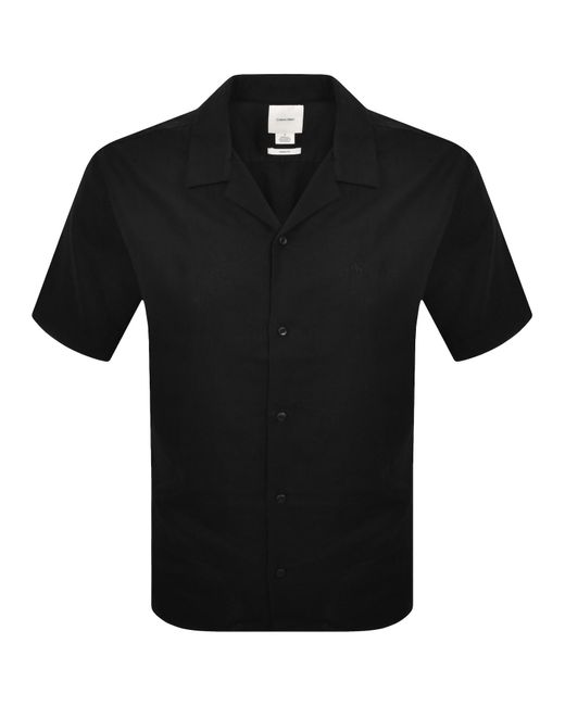 Calvin Klein Black Short Sleeve Linen Shirt for men