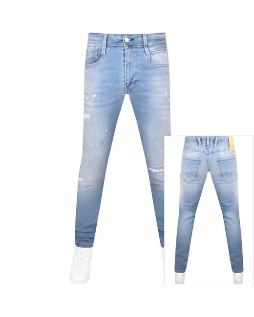 Replay Blue Anbass Slim Fit Jeans Light Wash for men