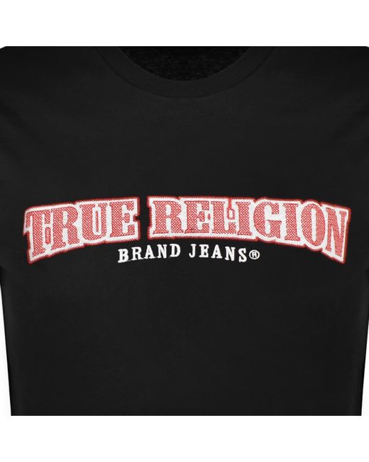 True Religion Black Cross Stitch Arch T Shirt for men