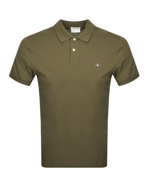Gant Green Regular Shield Pique Polo T Shirt for men