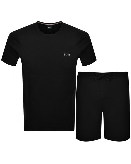 BOSS BUSINESS Black Boss Mix And Match Waffle Short Set for men