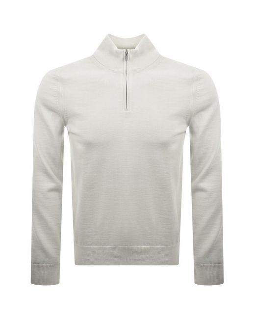 BOSS BUSINESS Gray Boss Ebenji Quarter Zip Wool Jumper for men