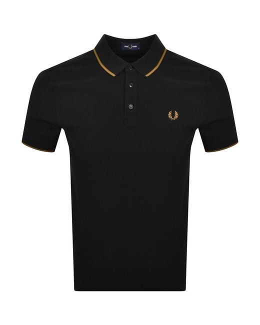 Fred Perry Black Collar Stand Polo T Shirt for men