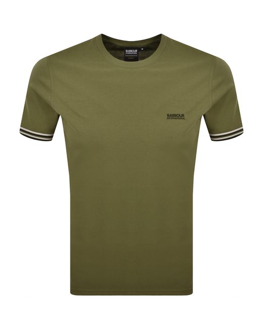 Barbour Green Burnwood Tipped Tshirt for men