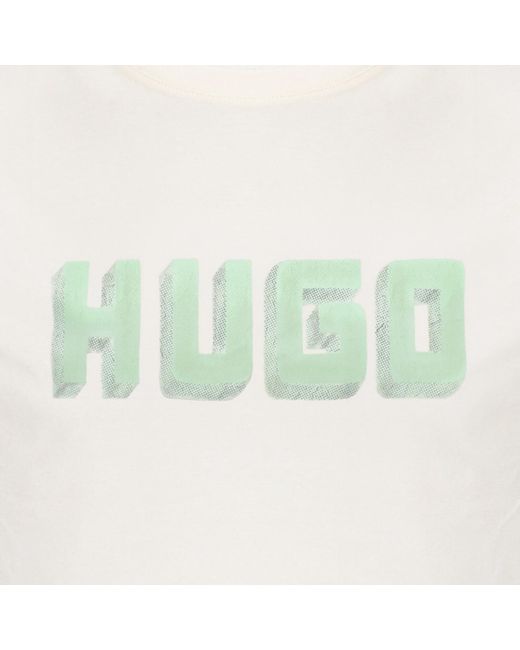 HUGO White Daqerio Crew Neck Short Sleeve T Shirt for men