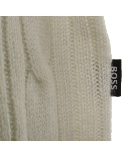 BOSS BUSINESS White Boss Hetico Knit Jumper for men