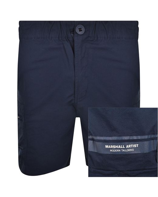 Marshall Artist Blue Seafield Cargo Shorts for men