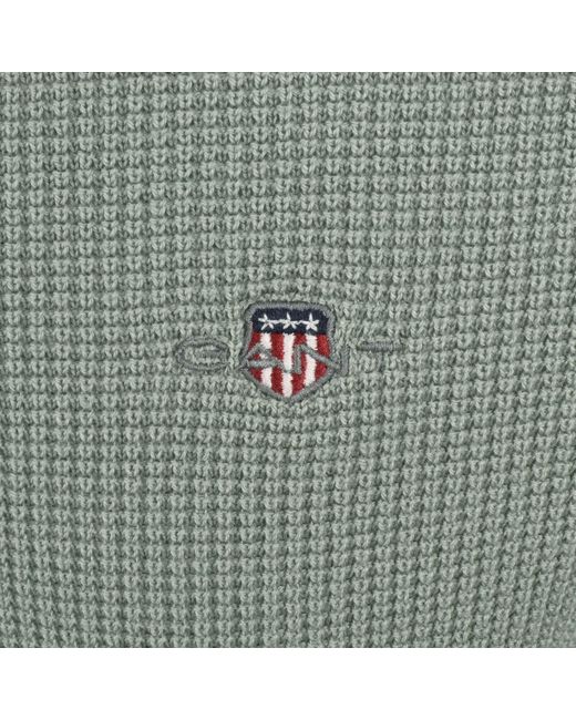Gant Green Half Zip Knit Jumper Ceramic for men