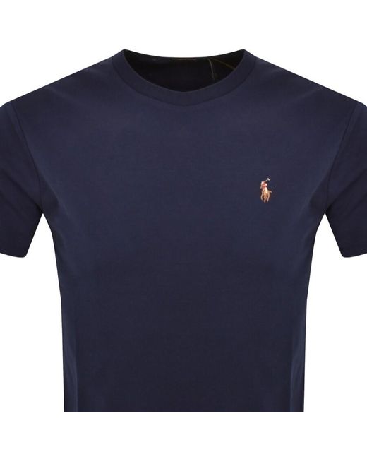 Ralph Lauren Blue Pima Crew Neck T Shirt for men