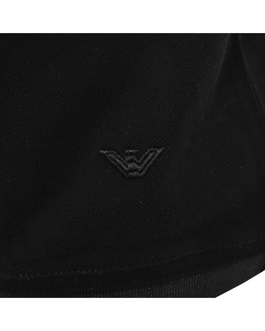 Armani Black Emporio Half Zip Logo Polo T Shirt for men