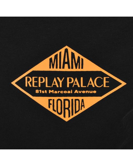 Replay Black Graphic T Shirt for men