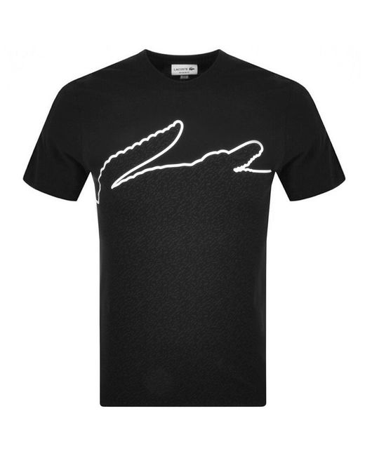 Lacoste Cotton Crocodile Print Logo T Shirt in Black for Men | Lyst