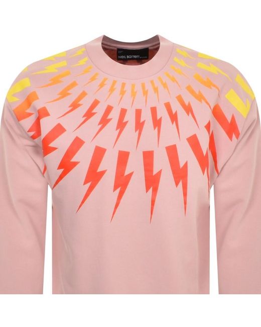 Neil Barrett Pink Fairisle Thunderbolt Sweatshirt for men