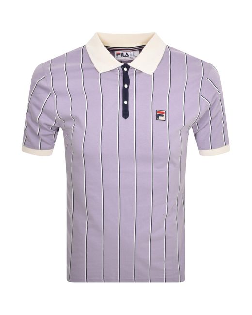 Fila Purple Classic Stripe Polo T Shirt for men