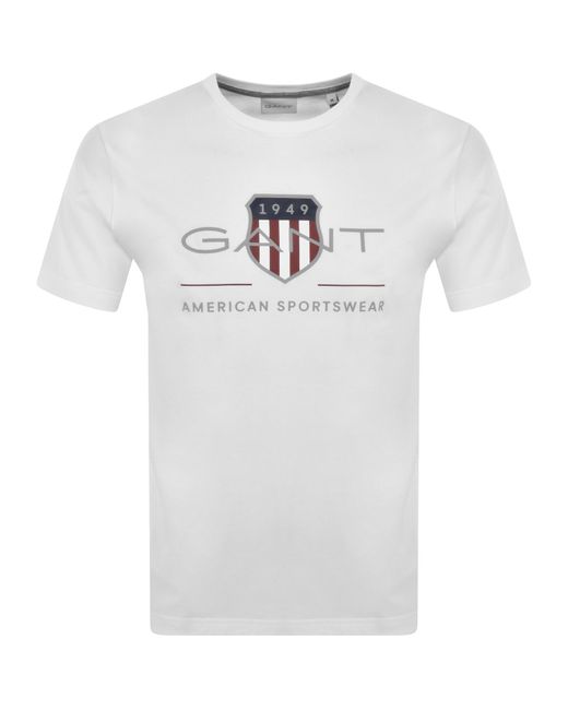 Gant White Original Archive Shield T Shirt for men