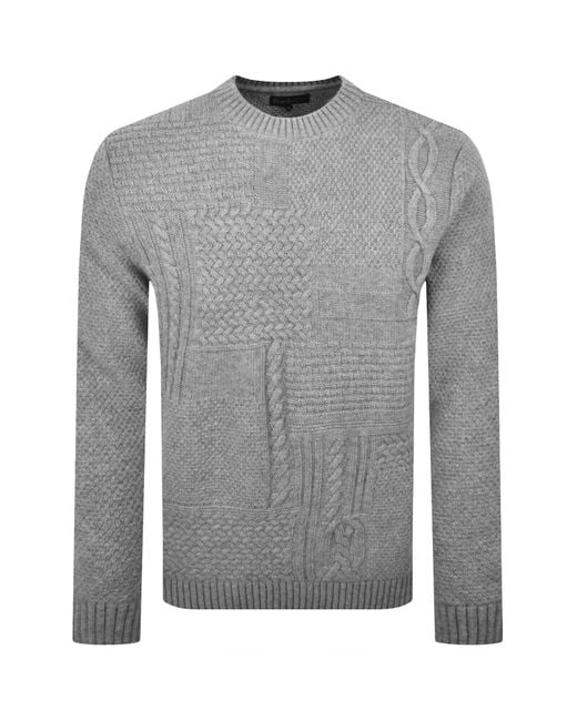 Barbour Gray Casey Cable Knit Jumper for men