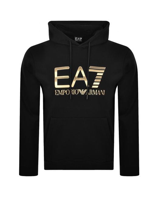 EA7 Black Emporio Armani Logo Hoodie for men