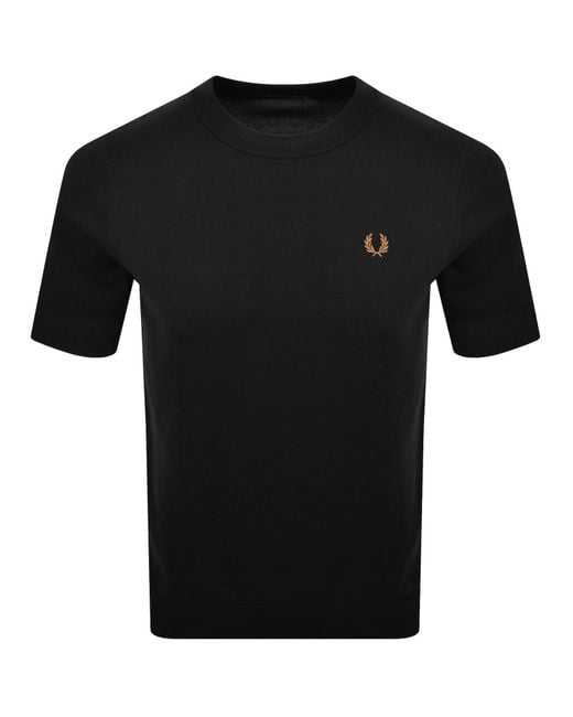 Fred Perry Black Jacquard Cuff T Shirt for men