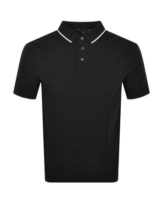 ARMANI EXCHANGE Black Logo Polo T Shirt for men