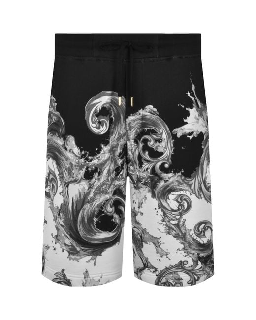 Versace Jeans Black Couture Wave Baroque Shorts for men