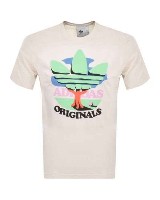 adidas Originals Cotton Trefoil Tree T Shirt in Beige (Natural) for Men |  Lyst