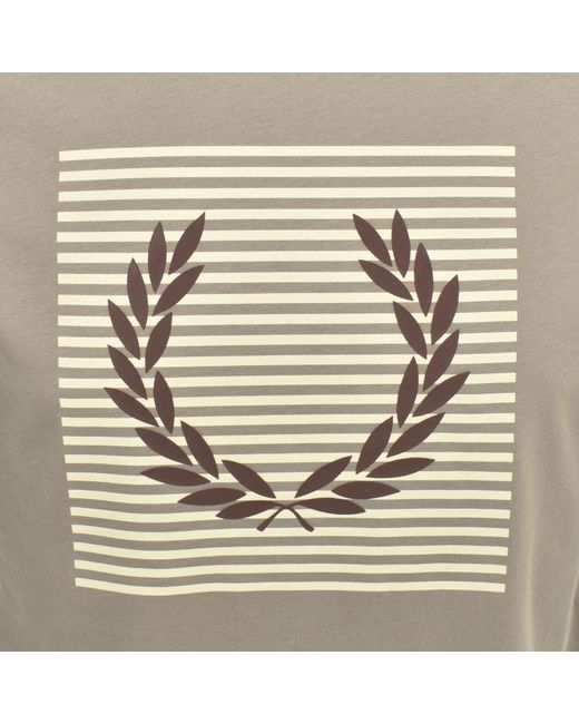 Fred Perry Gray Striped Laurel Wreath T Shirt for men