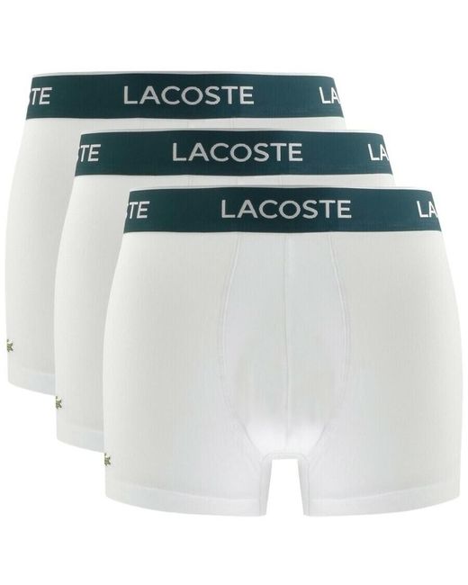Lacoste White Underwear Triple Pack Boxer Trunks for men