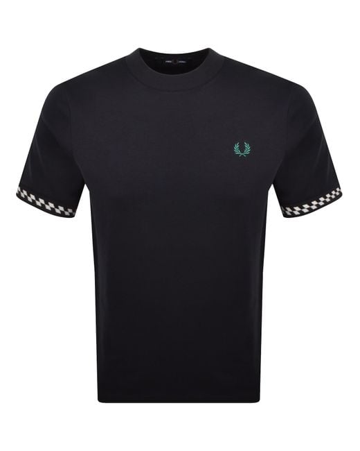 Fred Perry Black Jacquard Cuff T Shirt for men
