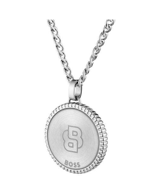 BOSS BUSINESS Metallic Boss Compass Pendant Necklace for men