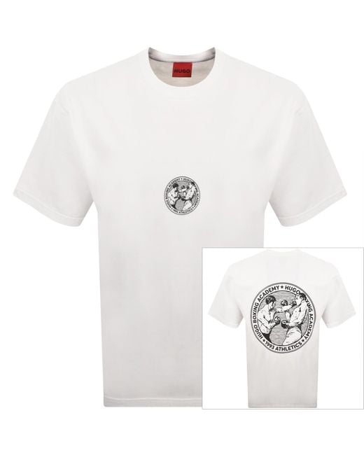 HUGO White Dwresto Crew Neck T Shirt Off for men
