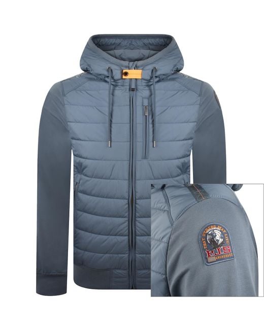 Parajumpers Blue Nylon Hooded Jacket for men