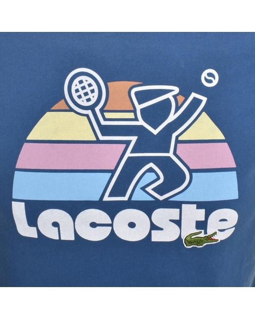 Lacoste Blue Crew Neck Graphic T Shirt for men