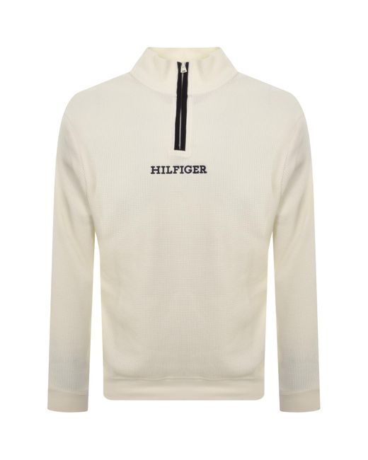 Tommy Hilfiger White Lounge Half Zip Sweatshirt for men