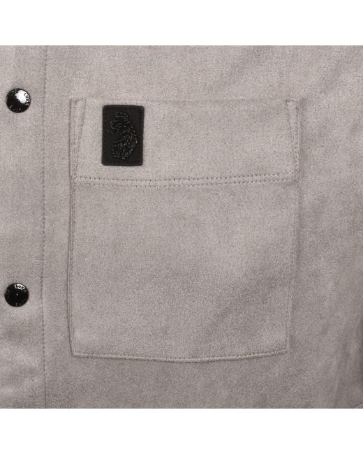 Luke 1977 Gray Dylan Faux Suede Shirt for men