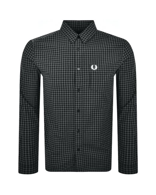 Fred Perry Black Grid Check Long Sleeve Shirt for men