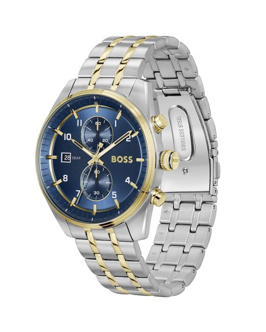 BOSS BUSINESS Metallic Boss Skytraveller Watch for men