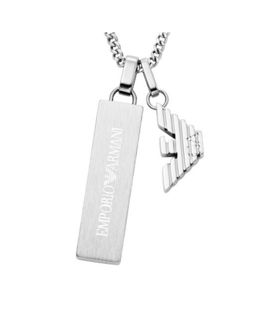 Armani Metallic Emporio Dog Tag Necklace for men