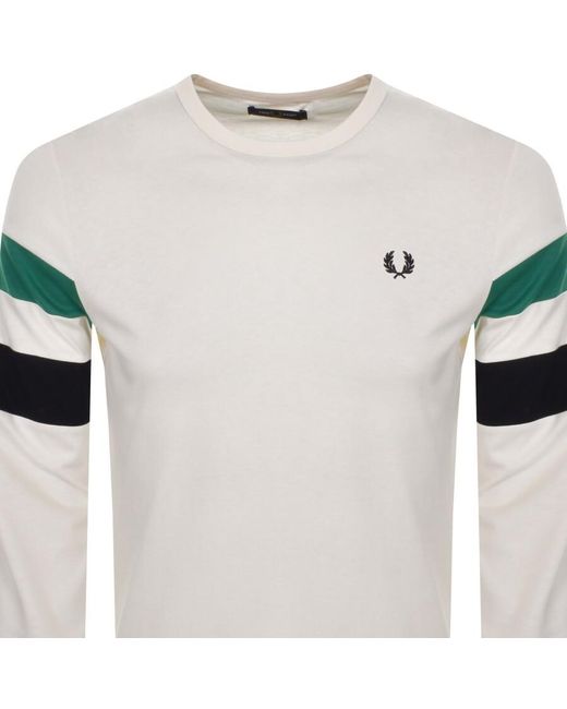 Fred Perry Laurel Long Sleeve T Shirt in White for Men | Lyst
