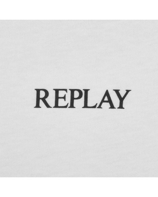 Replay White Logo T Shirt for men