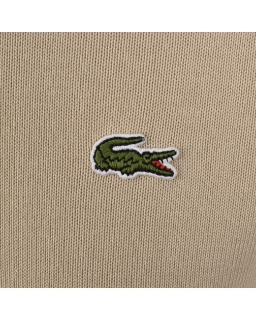 Lacoste Natural Quarter Zip Logo Knit Jumper for men