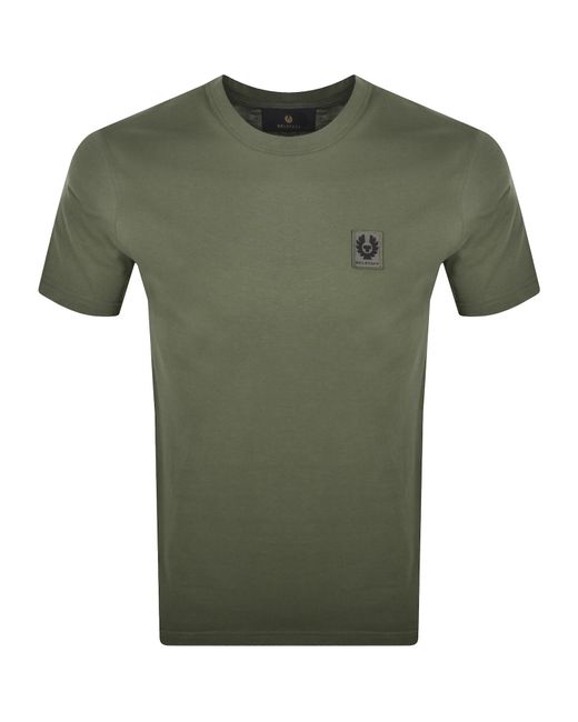 Belstaff Green Short Sleeve Logo T Shirt for men