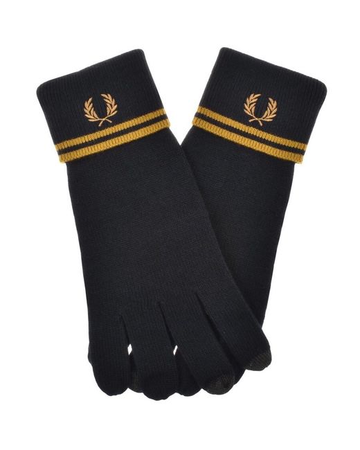 Fred Perry Blue Merino Wool Gloves for men