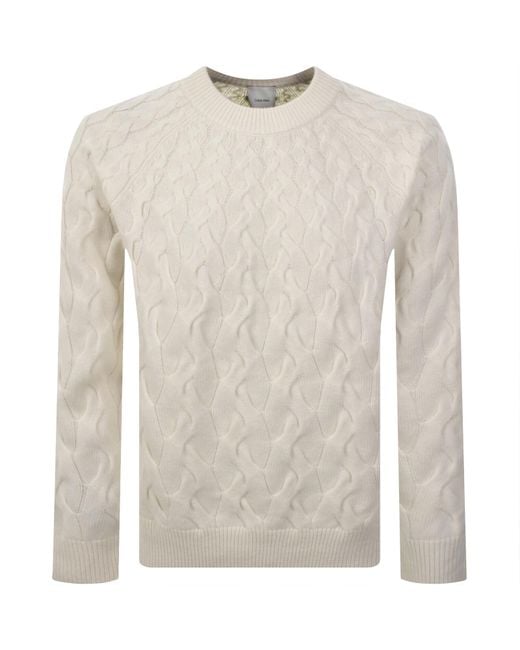 Calvin Klein White Crew Knit Jumper Off for men