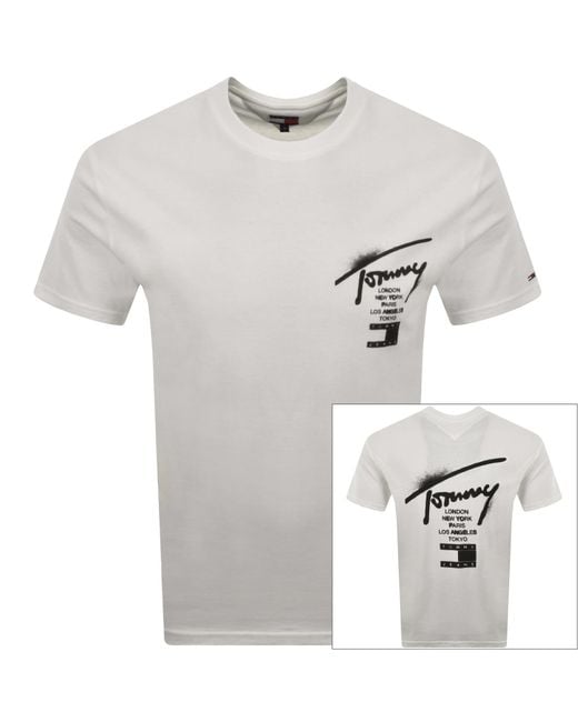 Tommy Hilfiger Gray Sign City T Shirt Ecru for men