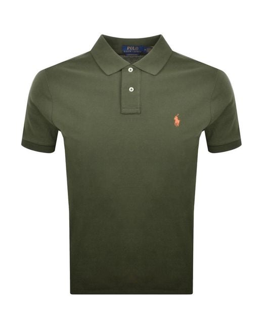 Ralph Lauren Green Custom Slim Fit Polo T Shirt for men