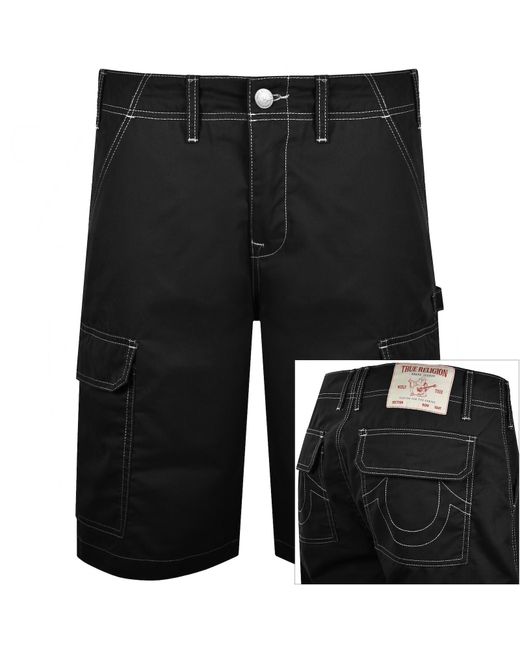 True Religion Black Utility Cargo Shorts Jet for men