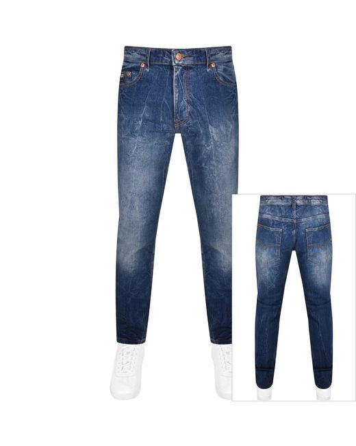 Versace Blue Couture Slim Milano Tape Jeans for men